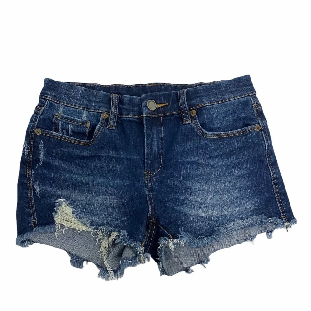 BLANKNYC The Essex Classic Cut Off Distressed Jean Shorts Denim Blue Size 25 - Picture 2 of 9